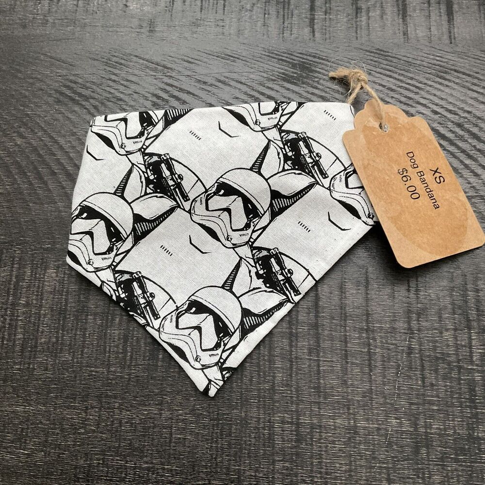 Dog Bandana Slide On Collar Elastic Band Star Wars Storm Troopers XSmall New